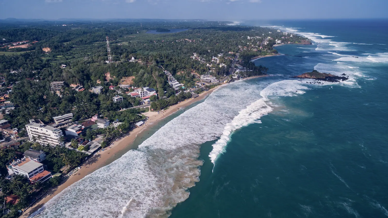 Aerial view of the southern coastline at Mirissa